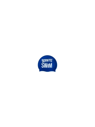 Bezešvá plavecká silikonová čepice KRÁLOVSKY MODRÁ BornToSwim® BÍLÉ logo