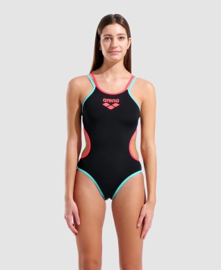 Dámské plavky Arena Performance One Double Cross Back One Piece Black-Bright Coral-Water