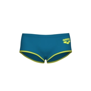 Pánské plavkyArena M One Low Waist Short Big Logo blue cosmo-soft green