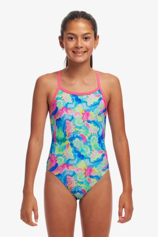 Dívčí tréninkové plavky Funkita Single Strap One Piece - Olive Oily


