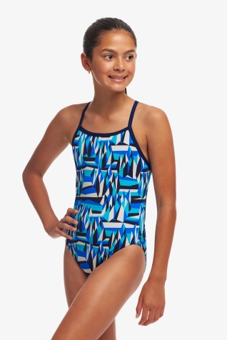 Dívčí tréninkové plavky Funkita Single Strap One Piece - Polar Caps


