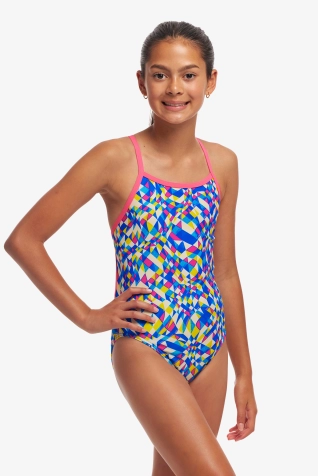 Dívčí tréninkové plavky Funkita Single Strap One Piece - Time Warp


