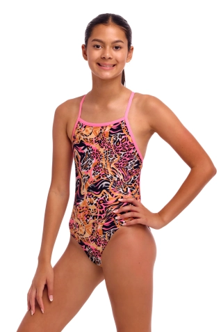 Dívčí tréninkové plavky Funkita Tie Me Tight One Piece Tipsy Tiger